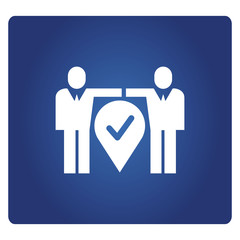 business people and check mark for business deal concept icon in blue background