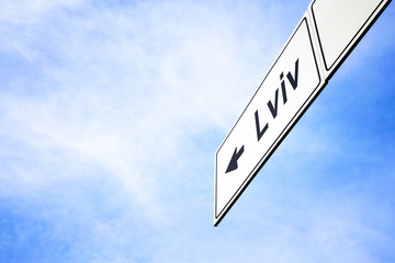 Signboard pointing towards Lviv