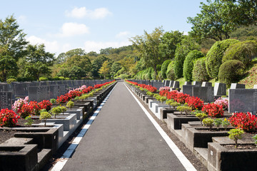 Landscape Japanese grave site with