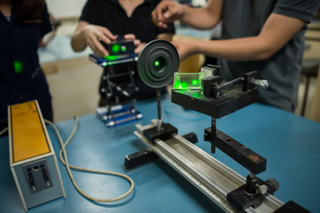 Fototapeta na wymiar laser beam experiment tool in the science laboratory