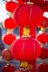 The Chinese red lamps in the happy new year festival 