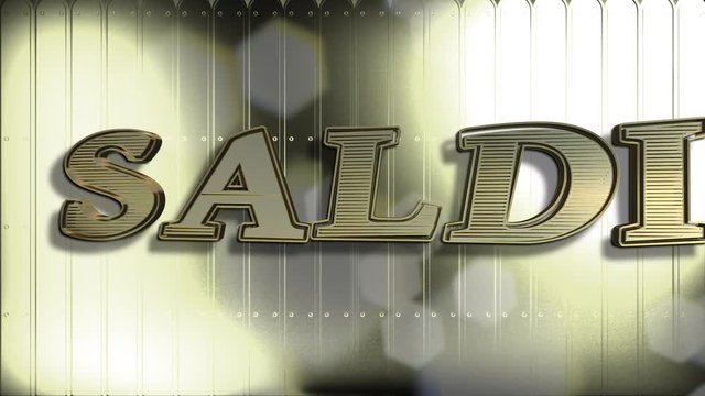 Saldi Gold Text : Sale Word In Italian, 3D Text Animation And Golden Background - 4K Resolution Ultra HD
