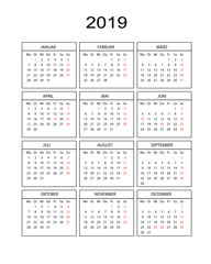 Kalender 2019 mit Rahmen