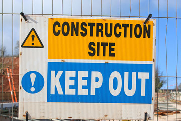 Construction site warning sign