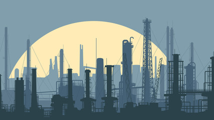 Fototapeta na wymiar Horizontal stylized illustration industrial district.