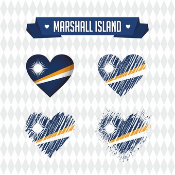 Marshall Islands heart with flag inside. Grunge vector graphic symbols
