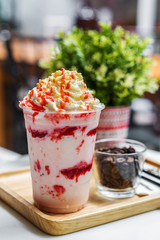 strawberry frappe with whipped cream