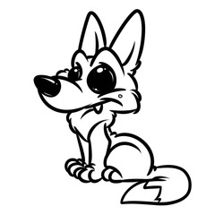 Wolf Gray cute cartoon illustration isolated image animal character coloring page
