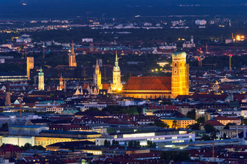 Night aerial view of Munich, Germany