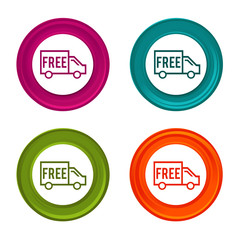 Free Shipping icons. Shipping signs. Delivery symbol. Colorful web button with icon.