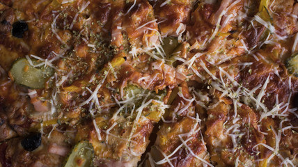 Pizza background - macro shot of pizza