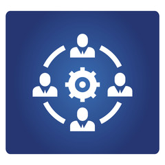 people  diagram icon in blue background