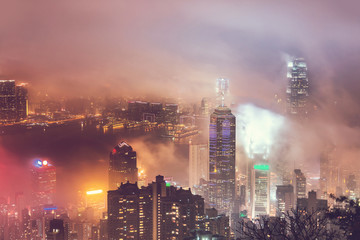 Fototapeta premium Hong Kong Cityscape in vintage tone
