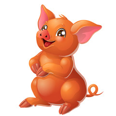 Lovely red pig and bow on white