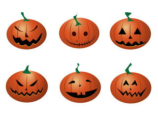 Set of halloween funny pumpkins cartoon