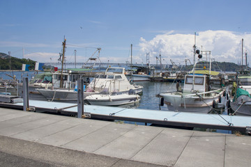 岡山県・下津井の港の漁船