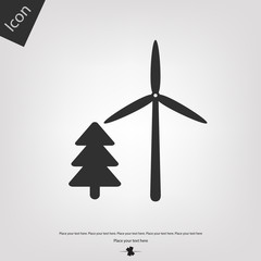 Fototapeta na wymiar Wind turbine and tree icon