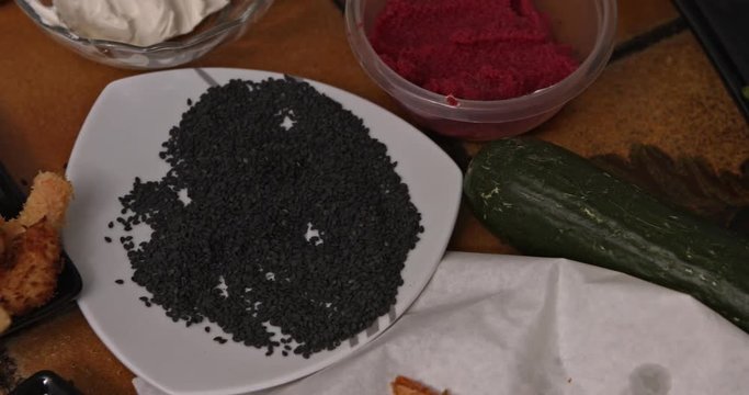 Top view of making sushi