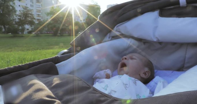 In the wheelchair the baby