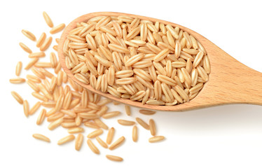 raw oats isolated on the white background, top view