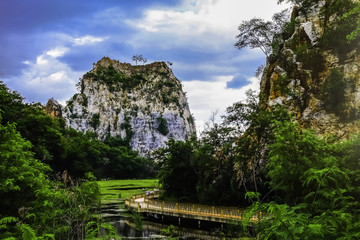 National Park or Khao Ngoo Rock Park  is The famous of Ratchaburi province in Thailand,Surrounded by mountains and rocks with reflections of shadows in the water.