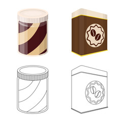 Vector illustration of can and food logo. Collection of can and package vector icon for stock.