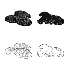 Vector illustration of burger and sandwich icon. Set of burger and slice vector icon for stock.