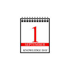1 September. Knowledge Day. Date and time icon