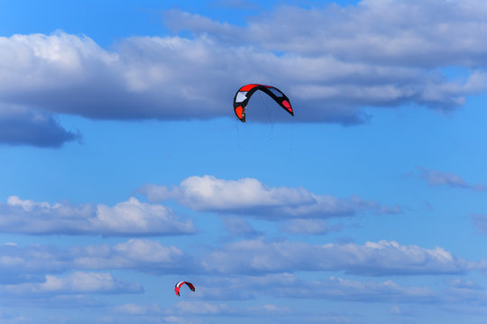 paraplane wing on a blue sky background
