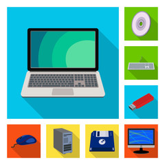 Vector design of laptop and device icon. Collection of laptop and server stock vector illustration.