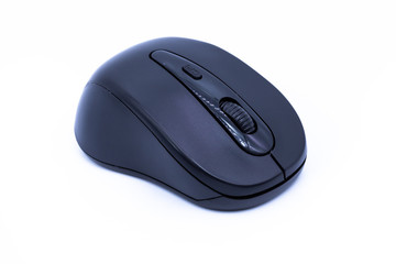 black wireless computer mouse isolated on white background