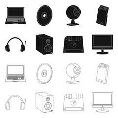 Vector design of laptop and device sign. Set of laptop and server vector icon for stock.