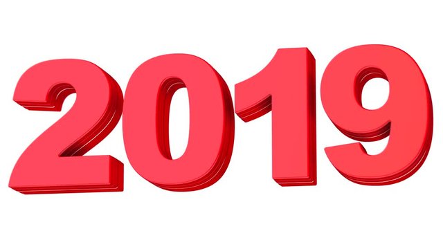2019 new year red glossy text 3D animation