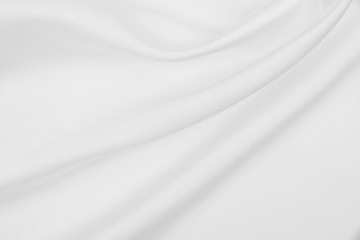 Naklejka na ściany i meble Smooth elegant white silk or satin luxury cloth texture as wedding background. Luxurious background design