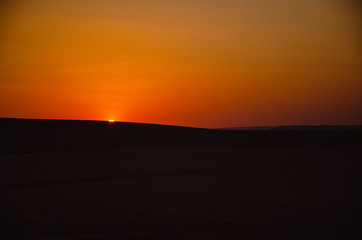 Orange Sunset on Dunes, desert, Egypt