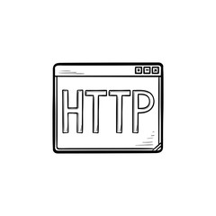Browser window with http text hand drawn outline doodle icon