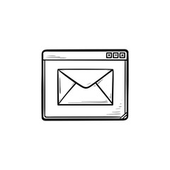 Browser window with message hand drawn outline doodle icon. Email service and webpage, receive email concept. Vector sketch illustration for print, web, mobile and infographics on white background.
