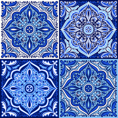 Italian ceramic tile pattern. Ethnic folk ornament.