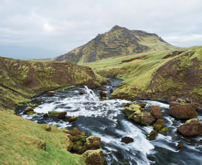 Green gorge and Skoga river, Iceland