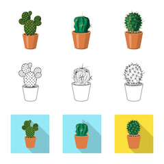 Vector design of cactus and pot logo. Set of cactus and cacti stock vector illustration.