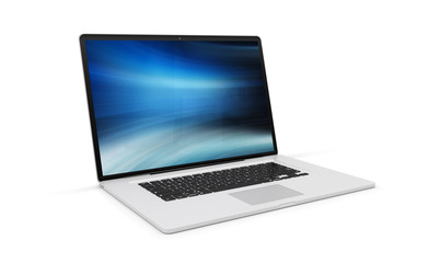 Isolated modern laptop with shadow side view 3d rendering