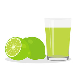Healthy Lifestyle. Freshly squeezed juice in a glass. Lime. Lime juice.