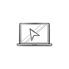 Laptop with cursor hand drawn outline doodle icon