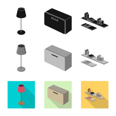 Isolated object of bedroom and room symbol. Collection of bedroom and furniture vector icon for stock.