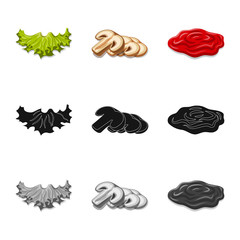 Isolated object of burger and sandwich symbol. Collection of burger and slice stock symbol for web.