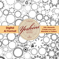 Yeshini Mandala Elements- 130+ Elements, mandala maker, collage, pattern maker tools