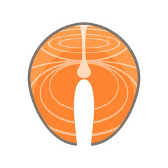 Raw salmon steak isolated on white background