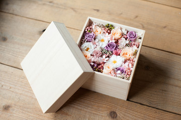 箱に入ったプリザーブドフラワー