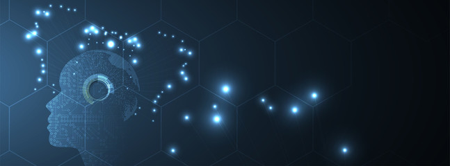 Artificial intelligence. Technology web background. Virtual concept