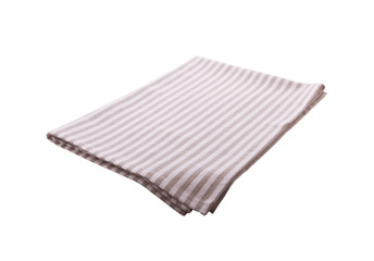 Napkin isolated on white. Multi-colored linen napkins for restaurant. Mock up for design. Top view.